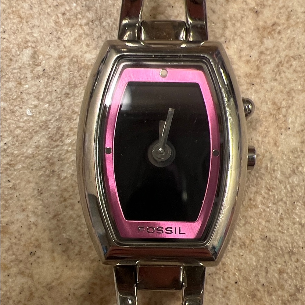 Fossil Women's Silver and Pink Watch
